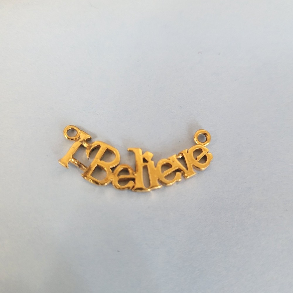 Gold Over Sterling Silver I Believe Pendant Script Charm 2.0g‎ Inspirational